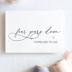 4 年が経ち、永遠に幸せな記念日の印刷可能なカード、結婚 4 周年、ボーイフレンド、デジタル ダウンロード、夫と妻へのギフト、DIY