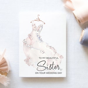 An meine Schwester an Ihrem Hochzeitstag druckbare Karte, elegantes Hochzeitsgeschenk für Geschwister, Brautkarte vom Bruder, digitaler Download sofort, DIY