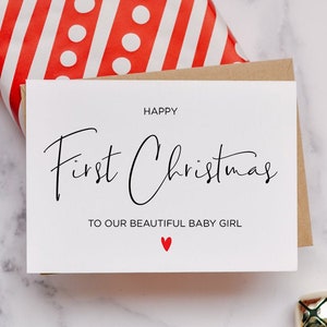 Bébé première carte de Noël, téléchargement immédiat carte de vacances, téléchargement numérique, fichier instantané, carte de Noël bébé fille, carte imprimable, 1er Noël