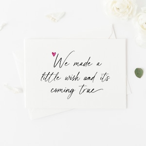 Cartão de anúncio de gravidez personalizado para amigos da família, personalizado "Fizemos um pequeno desejo", futuros avós, bebê personalizado a caminho