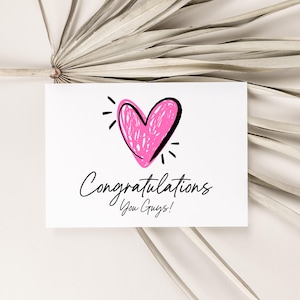 Bonita tarjeta de felicitación de compromiso personalizada para pareja, tarjeta de felicitación de boda personalizada con los nombres de los novios, Love Married