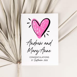 Tarjeta de felicitación de compromiso personalizada para pareja, tarjeta de felicitación de boda personalizada con los nombres de los novios, Love Married