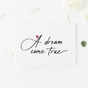 Cartão personalizado de anúncio de gravidez de um sonho tornado realidade para amigos da família, futuros avós personalizados, bebê personalizado a caminho