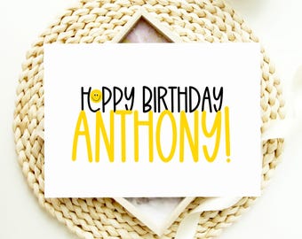 Tarjeta de cumpleaños personalizada con nombre para un amigo, hijo, hija o niño.
