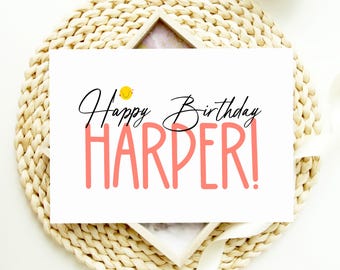 Bonita tarjeta de cumpleaños personalizada, tarjeta de feliz cumpleaños personalizada con nombre, para un amigo, hijo, hija, sobrino o sobrina.