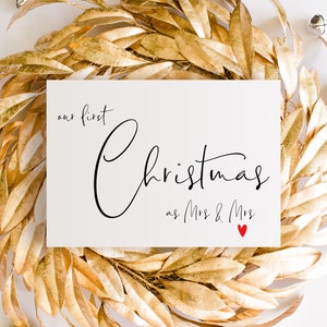 Aan mijn vrouw kerstkaart Eerste Kerstmis als mevrouw en mevrouw, Instant Download Kerstkaart, Digitale Download, Instant Bestand, Lesbische Kerstmis