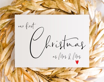 To My Wife Christmas Card First Christmas as Mrs and Mrs, Instant Download Holiday Card, Digital Download, Instant File, Lesbian Christmas
