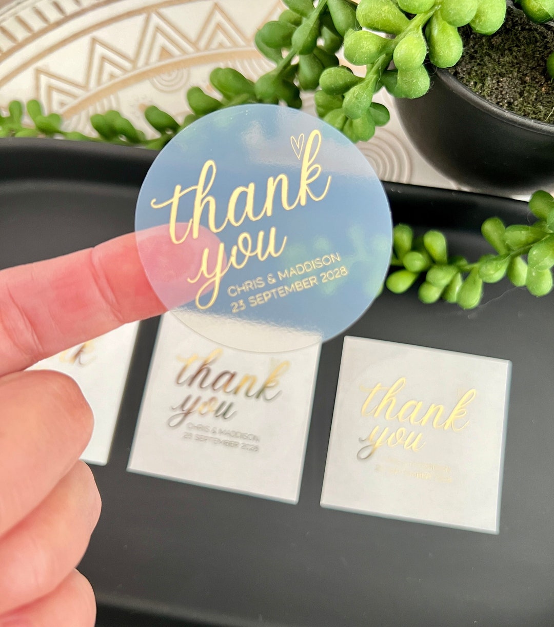 Personalised Gold Foil Thank You Stickers, Custom Party Favours, Gifts ...