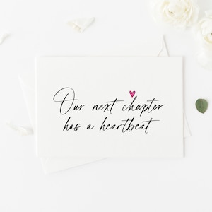 Cartão personalizado de anúncio de gravidez "Our Next Chapter" para amigos da família, futuros avós personalizados, bebê personalizado a caminho