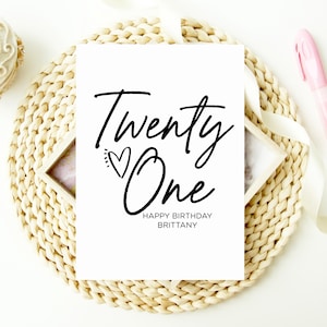 Carte de 21e anniversaire personnalisée, 21e anniversaire de l'âge de 21 ans, personnalisée avec nom, 21e joyeux anniversaire pour fils et fille, anniversaire marquant
