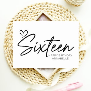 Personalisierte Sechzehnte Geburtstagskarte, Turning Sixteen Besonders angefertigt mit Namen, 16th Geburtstagskarte für Sohn oder Tochter, Meilenstein-Geburtstag