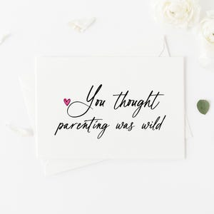 Personalised You Thought Parenting Was Wild Pregnancy Announcement Card for Family, Customised Grandparents to Be, Custom Baby on the Way