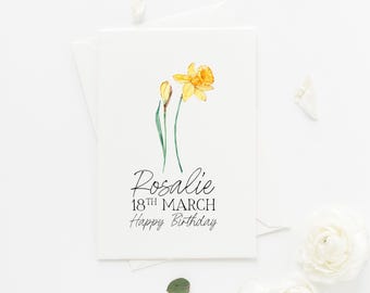 Biglietto Di Auguri Di Buon Compleanno Con Narciso, 'Nato A Marzo', Dimensioni 15,3 X 18,3 Cm Con Busta Inclusa