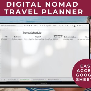 Digital Travel Planner - Travel Itinerary - Google Sheets