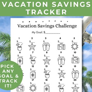 Vacation Savings Challenge Printable - Travel Budget Tracker