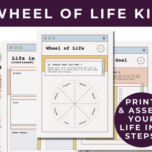 Wheel of Life - Level 10 Life Goal Planner - Fillable Printable Life Balance Kit