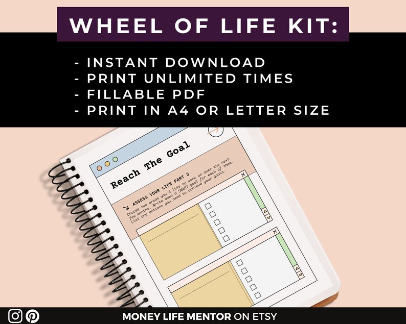 Wheel of Life - Level 10 Life Goal Planner - Fillable Printable Life ...