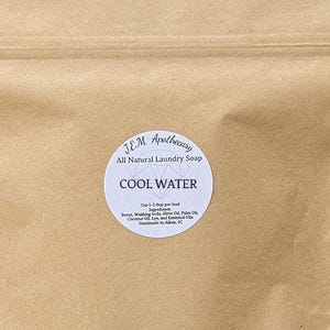 Laundry Detergent / Laundry Soap, Cool Water Scent, All Natural Ingredients, Hand Made