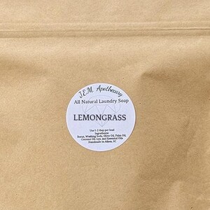 Laundry Detergent / Laundry Soap, Lemongrass Scent,  All Natural Ingredients, Hand Made