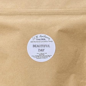 Goat Milk Laundry Detergent / Laundry Soap, Beautiful Day Scent,  All Natural Ingredients, Hand Made