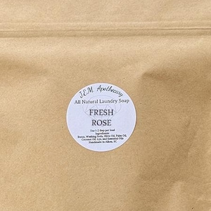 Laundry Detergent / Laundry Soap,  Fresh Rose Scent, All Natural Ingredients, Hand Made