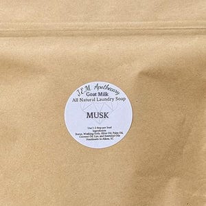 Goat Milk Laundry Detergent / Laundry Soap, Musk Scent, All Natural Ingredients, Hand Made