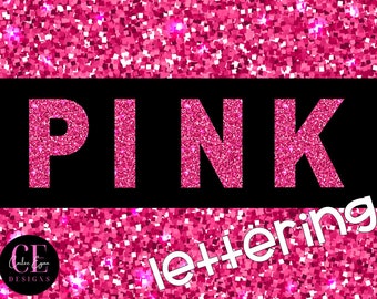 pink glitter letters etsy