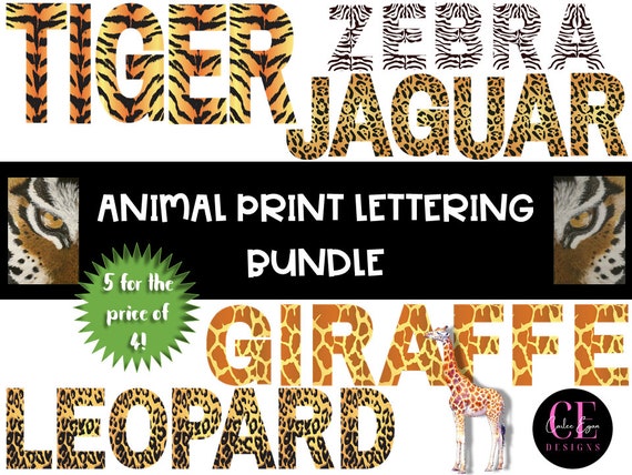 Animal Print Letters and Numbers Animal Print Alphabet | Etsy