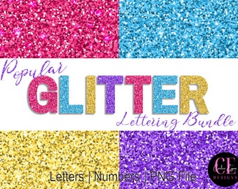 Popular Glitter Letters and Numbers, Glitter Alphabet Bundle, Glitter Digital Alphabet, Glitter Clipart, Printable Lettering, Scrapbook, PNG