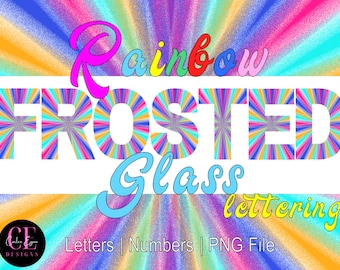 Rainbow Frosted Glass Letters and Numbers, Rainbow Alphabet, Rainbow Digital Alphabet, Rainbow Clipart, Rainbow Printable Lettering, PNG