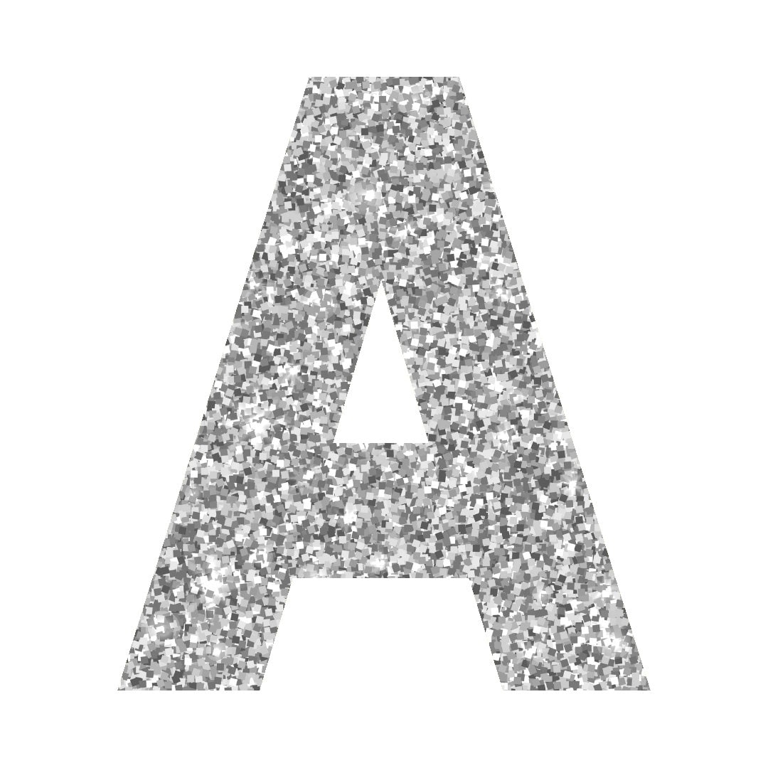 Silver Glitter Letters and Numbers, Silver Glitter Alphabet, Silver