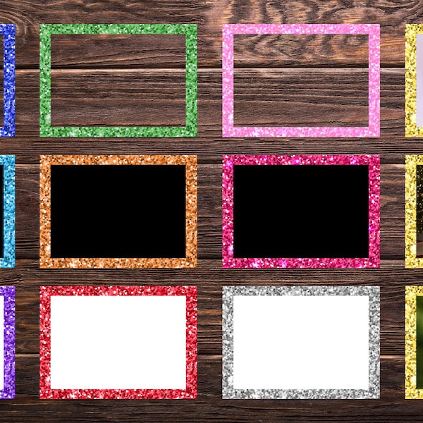 Glitter Frames, Glitter Frames Clipart, Glitter Frames Printable PNG, Digital Picture Frames, Scrapbooking, Colourful Frames, Clipart, PNG
