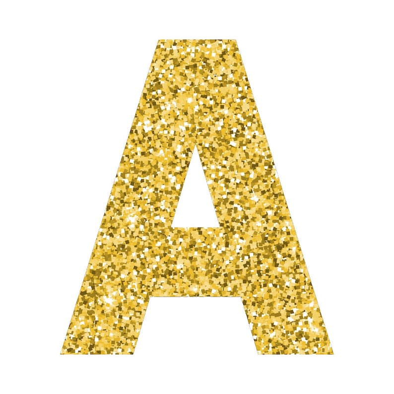 Gold Glitter Letters and Numbers, Gold Glitter Alphabet, Gold Glitter