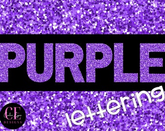 Purple Glitter Letters and Numbers, Purple Glitter Alphabet, Purple Glitter Digital Alphabet, Purple Glitter Clipart, Printable Letters, PNG