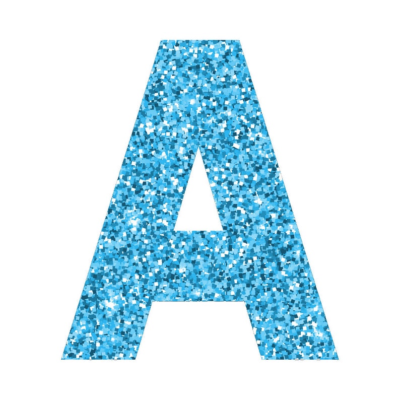 Blue Glitter Letters and Numbers, Blue Glitter Alphabet, Blue Glitter