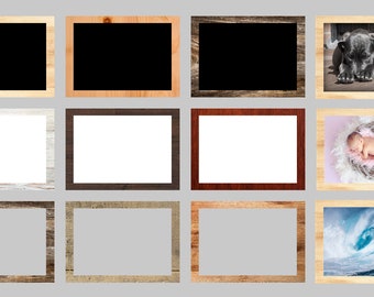 Wooden Frames, Wood-Look Frames Clipart, Wood Frames Printable PNG, Digital Picture Frames, Scrapbooking, Photo Frames, Clipart, PNG