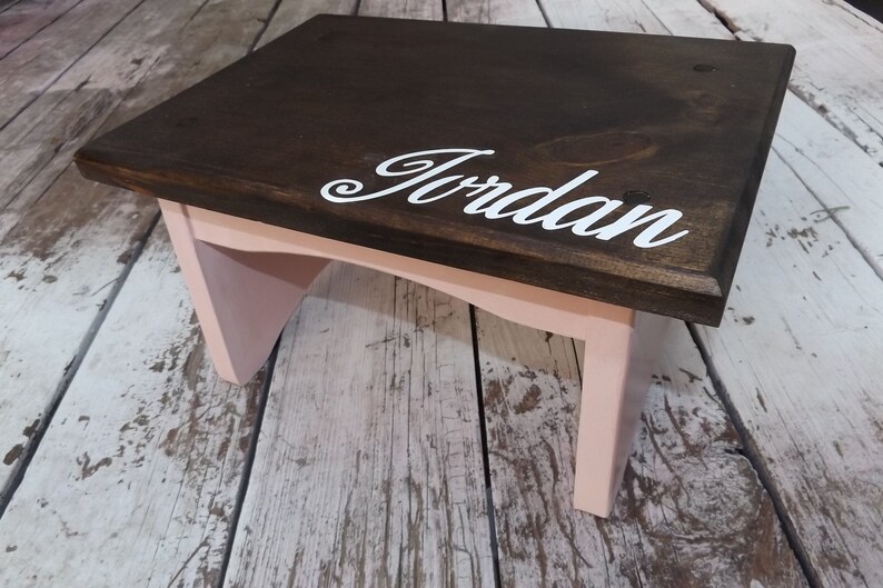 Kids wooden stool with their name on top step child's Etsy