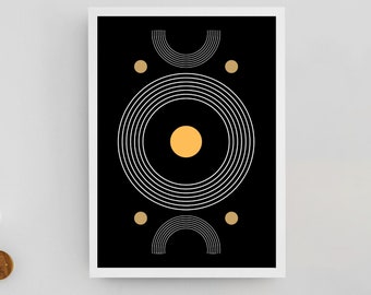 Mid Century Modern Art, Living Room Decor, Geometric Print, Abstract Poster, Minimalist Wall Art, Printable Art