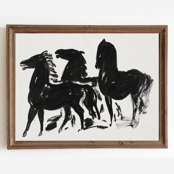 Vintage Horse Art Print, Animal Drawing, Farmhouse Wall Art, Horse Etching, Antique Decor, Vintage Sketch Drawing, Printable Art