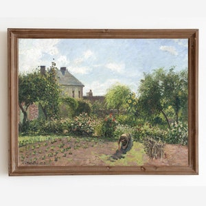 Summer Garden Painting, Vintage Country Landscape Print, Antique Decor, English Garden Print, Digital Printable Art