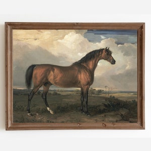 Horse Vintage Painting, Horse Art Print, Antique Decor, Horse Portrait, Vintage Art, Horse Landscape Painting, Horse Poster, Printable Art