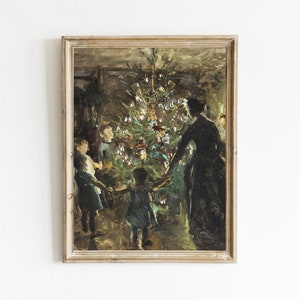 Vintage Christmas Tree Painting: Antique Holiday Art (Digital Download)