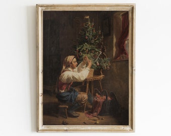 Vintage Christmas Tree Art: Holiday Wall Decor (Digital Download)