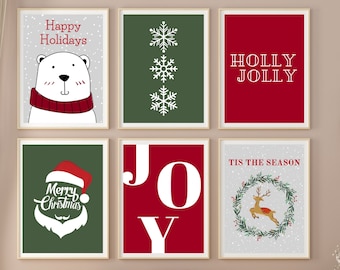 Christmas Gallery Wall Art: Holiday Prints Set of 6 (Digital Download)