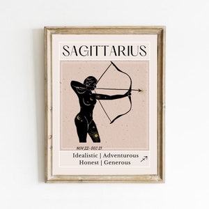 Sagittarius Zodiac Print: Boho Astrology Art (Digital Download)