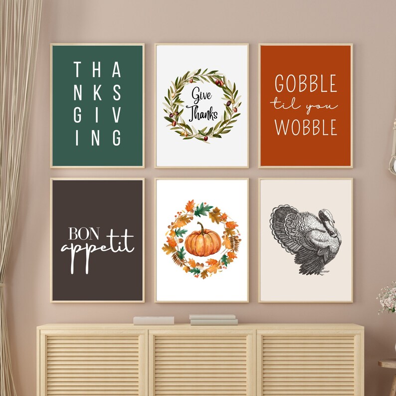 Thanksgiving Wall Art Printable Thanksgiving Decor Gallery - Etsy