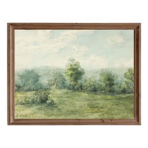 Vintage Farmhouse Landscape Painting: Antique Country Wall Decor (Printable Art)