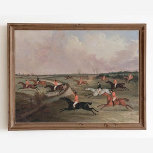 Vintage Horse Painting, Rustic Farmhouse Decor, Equestrian Painting, Antique Oil Painting, Race Horse Print, Printable Art