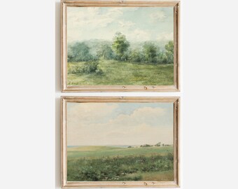 Vintage Country Landscape Print Set: Farmhouse Wall Art (Digital Download)