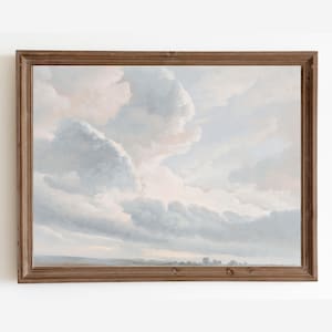 Vintage wolkolieverfschilderij: boerderijlandschapskunst (digitale print)